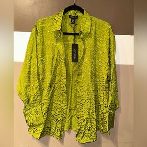 ‼️SALE‼️ Rachel Zoe Chartreuse Textured button Blouse (M)